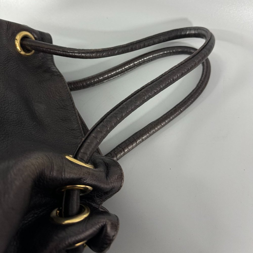 Authentic Furla Drawstring Dark Brown Leather Bag - image 7